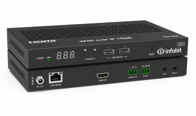 Infobit, iSwitch 265R, Приемник HDMI 4K H.265 AV через IP, декодер 1920x1200@ 60 Гц, Rx